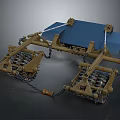 Mechanical Military Weapon With Metal Frame Chain Components And Blue Panel