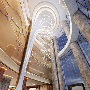 Modern Hall Hotel Lobby 3d model