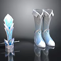 Elegant Silver Blue Decorative Boots And Stylish Headpiece For Daily Fashion Use