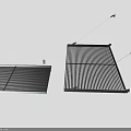 Modern Hanging Sunshade Structure With Striped And Flat Metal Panels For Outdoor Use