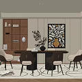 Modern Luxury Restaurant Open Design Dining Table Chairs And Decorative Art 3d model