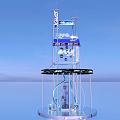 Modern Art Installation With Transparent Multi Layer Structure And Blue Decorative Elements 3d model