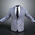 Gray Men's Classic Suit with White Shirt Black Tie Pockets and Cuffed Sleeves