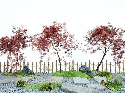 arbor red maple landscape landscaping tree feather maple stone tingbu moss micro terrain 3d model