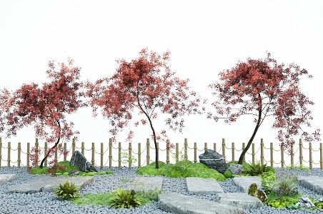 arbor red maple landscape landscaping tree feather maple stone tingbu moss micro terrain 3d model