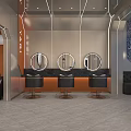 Modern Beauty Hair Salon Interior Design With Styling Chairs Round Mirrors And Moon Decor