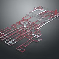 Building Structure Model Featuring Red And White Framework Design Details 3d model