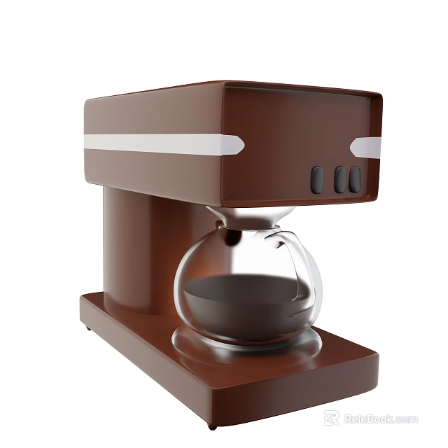 Smart Coffee Machine With Modern Brown Design And Glass Carafe 3d model 