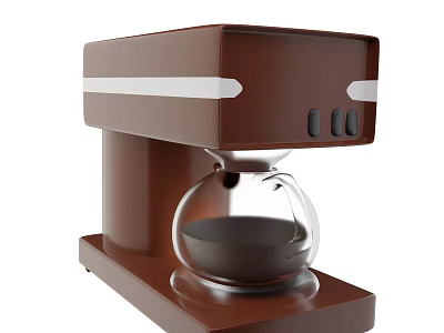 Smart Coffee Machine With Modern Brown Design And Glass Carafe 3d model