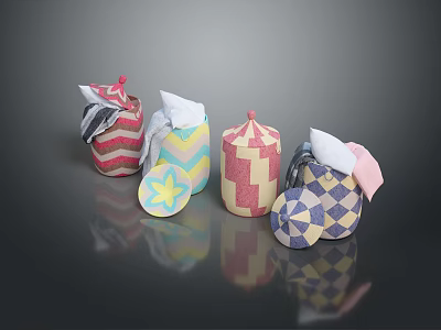 Colorful Decorative Tissue Holders With Striped And Checkered Patterns For Home 3d model