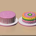 Appetizing Decorated Cakes With Pink Frosted Drip And Colorful Layered Circular Decorations