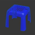 Blue Plastic Stool With Hollow Grid Seat Design And Smooth Reflective Surface 3d model