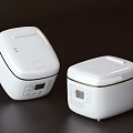 Modern White Kitchen Appliances Two Rice Cookers With Digital Control Panel 3d model