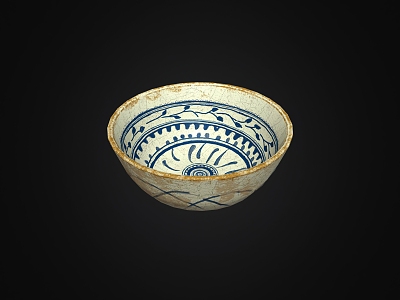 Old pottery bowls, old objects 3d model