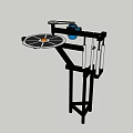 Industrial Rotating Platform Machine With Circular Table Holes Blue Motor And White Poles