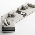 Modern L shaped Sectional Multi seat Sofa with Light Colored Cushions and Black Base 3d model