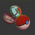 Poké Balls Display Open and Closed States with Red White Black Design and Buttons