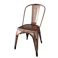 Copper Metal Office Chair Set of Two with Modern Curved Backrest and Industrial Design