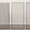 Three Modern Metal Fence Designs with Various Grid Patterns for Decoration 3d model