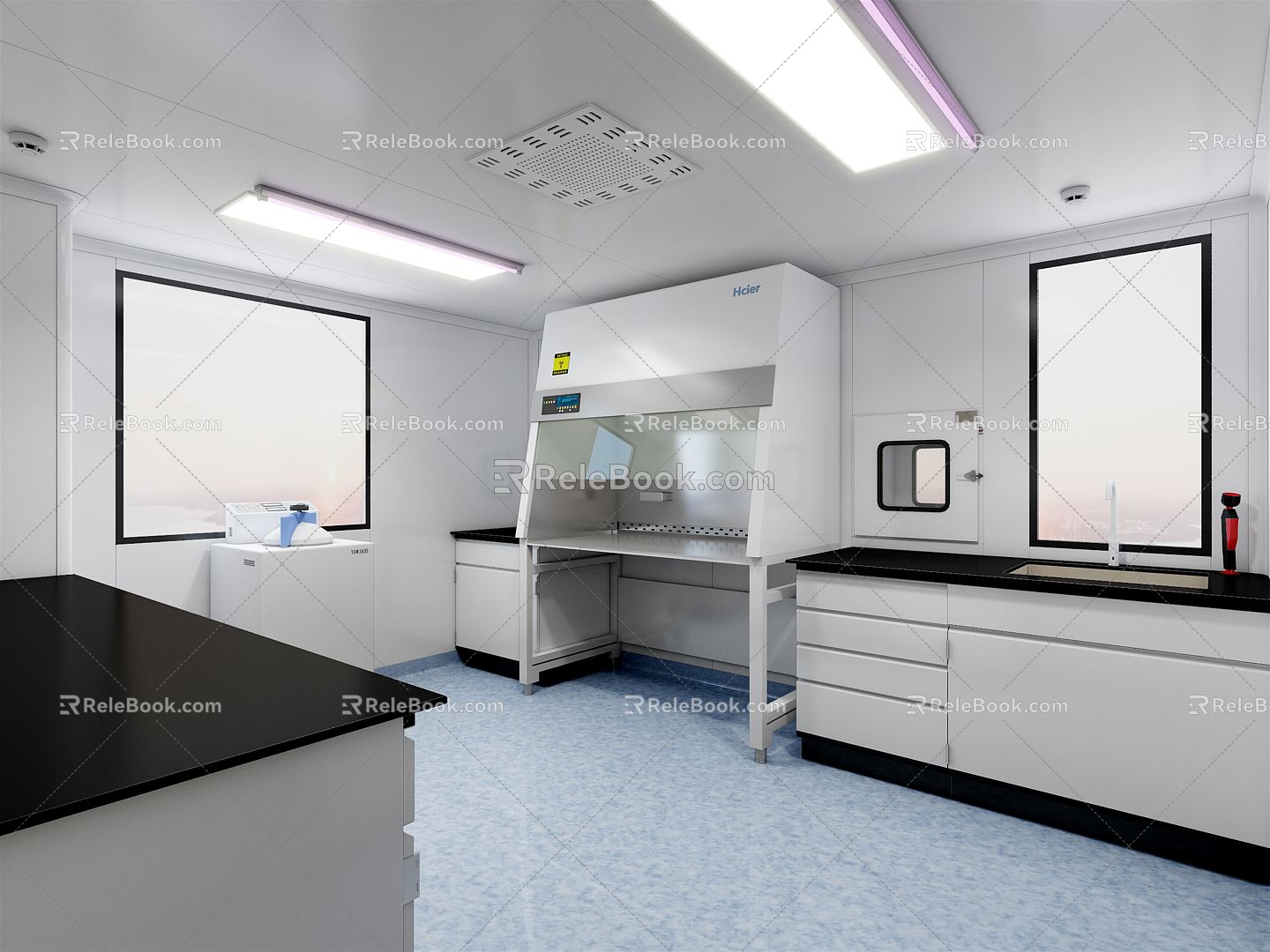 Pathogenic source of modern laboratory microbiology room 3d model