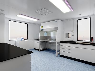 Pathogenic source of modern laboratory microbiology room 3d model