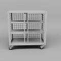 White Metal Grid Decorative Display Cart With Multi Shelf And Wheels For Ornament Arrangement