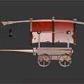 Ancient Wooden Cart With Red Canvas Cover Wooden Wheels And Hanging Lantern