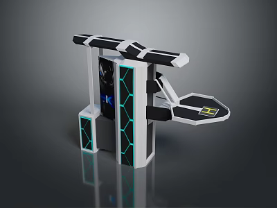 Futuristic Modern Tech Console With Geometric Design And Blue Illuminated Accents 3d model