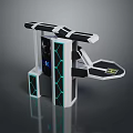 Futuristic Modern Tech Console With Geometric Design And Blue Illuminated Accents