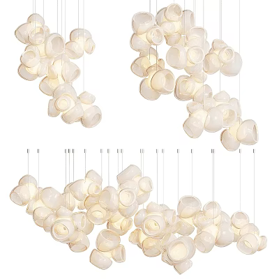 Modern White Spherical Glass Chandelier With Cluster Design For Living Room Interior 3d model