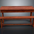 Wooden Brown Table And Bench Set With Simple Design For Home Furniture