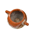 Vintage Ceramic Jar With Two Handles And Reddish Brown White Weathered Surface 3d model