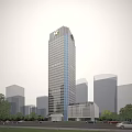 Tall Modern Office Building Featuring Glass Facade With Urban Skyline And Surrounding Structures