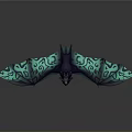 3D Fantasy Dragon Character With Glowing Blue Patterned Wings For Game Movie