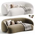 Modern Plush Curved Double Sofa With Multiple Color Options Decorative Pillows And Warm Throw Blanket