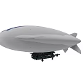 White Airship With Blue Top Edge And Suspended Pod Structure 3d model