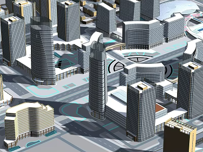 Detailed Urban City 3D Model Showcasing Skyscrapers And Modern Building Designs 3d model