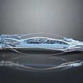 Futuristic Transparent Silver Streamlined Spaceship With Red Taillights And Sleek Design