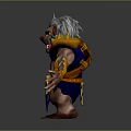 Game Movie Character 3D Model Gray Fur Red Ears Yellow Eyes Sharp Fangs Spiked Claws