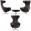 Ergonomic Office Chair With High Backrest Armrests And Matching Fabric Ottoman Metal Base
