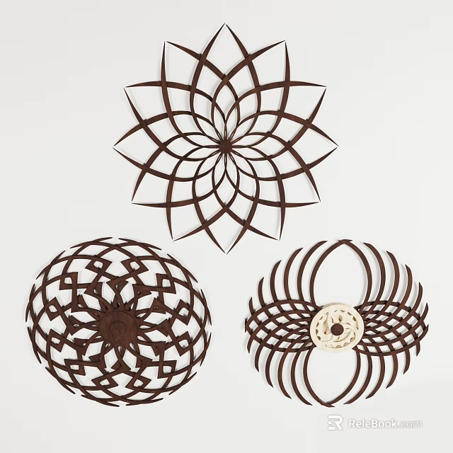 Modern Geometric Wall Decor With Laser Cut Brown And White Accent Design 3d model 
