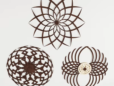Modern Geometric Wall Decor With Laser Cut Brown And White Accent Design 3d model