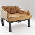 Modern Brown Leather Single Sofa With Vertical Stripe Backrest And Black Legs 3d model