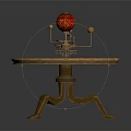 Decorative Ornament Set With Golden Stand Colorful Mosaic Tabletop And Red Decorative Sphere