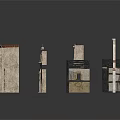 Stone Building Models With Various Styles Windows Doors And Roof Designs In Beige Brown Colors