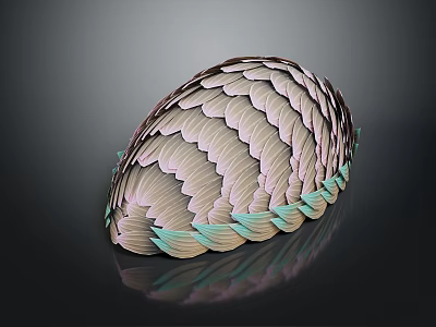 Colorful Bird Feathers With Pastel Pink Gray Light Green Detailed Fan Shaped Texture Dark Background 3d model