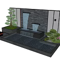 Natural Modern Garden Wall Design With Stone Waterfall Pool And Green Plants