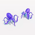 Two Purple Octopus Toys With Colorful Tentacles On White Background