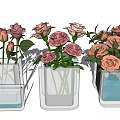 Assorted Glass Vases with Pastel Pink and Coral Orange Roses Arrangement