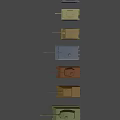 Various Military Vehicle Models in Different Colors Lined Up on Gray Background
